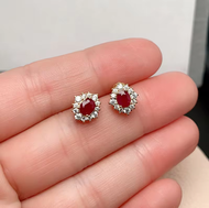 Total 0.8ct Natural Myanmar Ruby Earrings 4mm*5mm Ruby 925 Silver Jewelry 18K Gold Plating Ruby Jewe