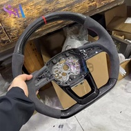 Suitable for Audi Q3L Q3 carbon fiber paint black semi perforated flat bottomed sports steering whee