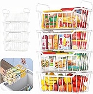 Goovilla Freezer Organizer Bins with Foldable Handle, 8 Pack Stackable Freezer Baskets for 3.5-7 Cu.
