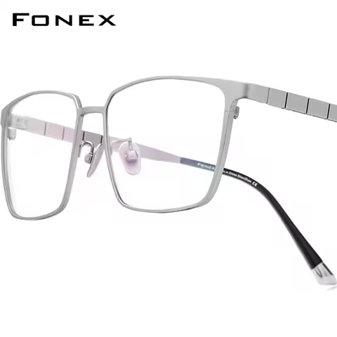 FONEX Pure Titanium Glasses Frame Men Brand Design Eyeglasses Frame Full Square Japanese Ultralight 