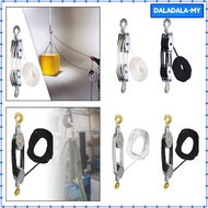 [DaladalaMY] Rope Pulley Robust Heavy-duty Lifting Pulley with 2 Hooks Rotating Wheel Pulley System 