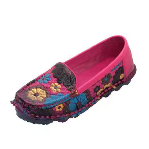 2cm Natural Cow Genuine Leather Mixed Color Soft Soled Loafer Ethnic Moccasins Native Flats Shoes Wo