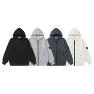 SPUX Stone Island Hooded cardigan, zip-up sweatshirt, sleeve patch, replacement buttons, jacket, one