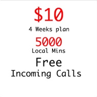 Singtel Prepaid $10 / 4-Week Local Call Plan (5000 Local Minutes/Free Incoming Calls) Top Up