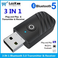 LccKaa 3 in 1 USB Bluetooth 5.0 Audio Receiver Transmitter Apply to Computer TV Adapter Car Dual Output For Speakers Headphones