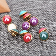 10Pcs Crystal Pearl Copper Foot Children's Metal Accessory Button 10MM Pearl Button Round Button Cop