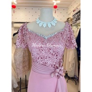 ONHAND BLUSH PINK SMALL PLEATS AND WAVE SKIRT DESIGN MOTHER NINANG LADIES FORMAL GOWN