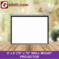 6 x 6 (70" x 70") WALL MOUNT PROJECTOR SCREEN (SCREENWM6X6 / 6 FEET BY 6 FEET / 70 INCH BY 70 INCH)