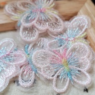 Bean Mom Hand-Made Material Gradient Magic Silk Embroidered Butterfly Cloth Sticker Earring