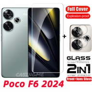 F6 POCO 2024กระจกนิรภัยป้องกันเต็มพื้นที่ฟิล์มสำหรับ POCOF6 4G Poco F6 6F F 6 Pro F6Pro 4G 5G เลนส์หลังฟิล์มกันรอยด้านหน้าป้องกันหน้าจอเลนส์กล้องหลังกระจก