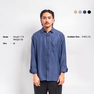 KEMEJA BYWAY - Dunkirk Two Face Corduroy Shirt | Navy Corduroy Long Sleeve Shirt