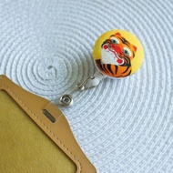 Lovely日本布【虎爺伸縮扣環 +卡套、黃】悠遊卡、證件套