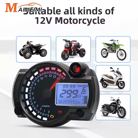 New Universal LCD Digital Motorcycle 7 Colors Speed Gauge Meter MAX 299KM/H Dashboard New RX2N Odome