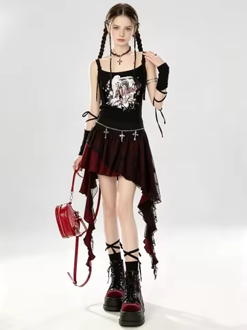 Women's Pink A-line Skirt Vintage Y2k Mini Skirt Harajuku Korean Fashion A-line Skirts Emo 90s Trash