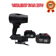 Kipas Angin Turbo Berkuasa Tinggi Violent Fan 21V Cordless Dual Battery Speed Cooling extreme strong