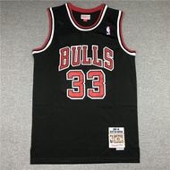 7 Styles NBA Chicago Bulls Shirt No. 33 PIPPEN Retro Basketball Logo Black