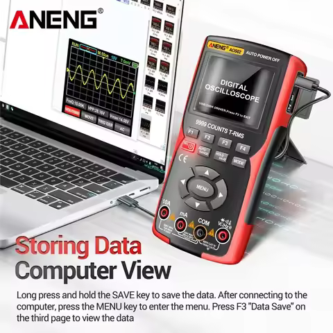 ANENG AOS02 Professional Digital Oscilloscope Multimeter True RMS 48MS/s Sampling Rate 10MHZ Analog 