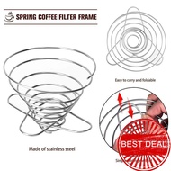 Foldable Coffee Filter Cup Spring Portable Mini Coffee Filter Holder Steel Spring Filter T4s8