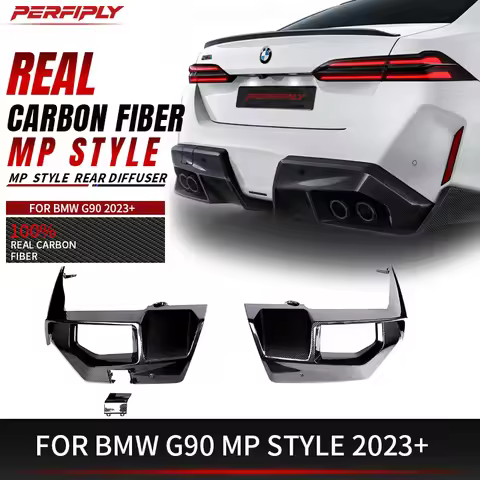 Real Dry Real Carbon Fiber MP Style Rear Diffuser For BMW G90 M5 2023+ Rear Bumper Lip Spoiler Exter