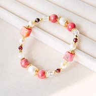 薔薇之戀 手鍊。薔薇輝石 紅石榴 天然珍珠。修補情感 自愛與防護