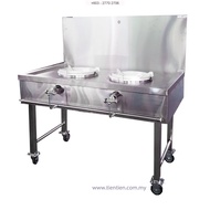 TIEN TIEN Stainless Steel 2 Ring Kwali Range (E) c/w Wheel Dapur Masak Komersial Made in Malaysia