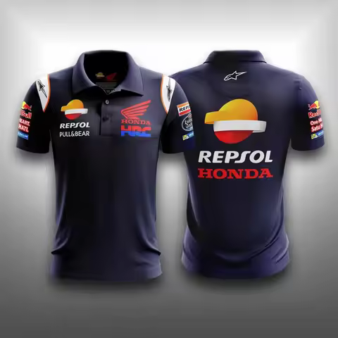 Honda Repsol MotoGP Men's 3D Printed Motorcycle Polo Shirt Off-Road Breathable Quick-Drying Short-Sl