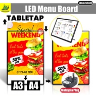 🇲🇾🚚 LED Menu Board Display A3 A4 Wall Menu board Light box Super bright Slim light box Table plug an