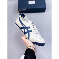 2024  2023 New Summer Onitsuka Mexico 66 Slip On Women's and Men's Canvas Walking Sneakers Unisex Casual Sports Running Jogging Tiger Beige/Blue