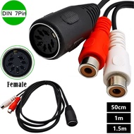 7pin Female 7-Core DIN to 2RCA Lotus Female Old-fashioned Audio Equipment Adapter Cable 7 Pin Din