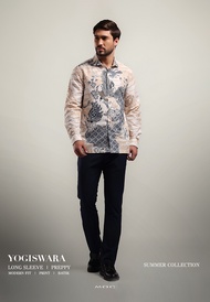 MOC Kemeja Batik Lengan Panjang Pria Modern Fit YOGISWARA-WHITE