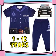 (1-12Y) Kids KADET Microfiber Full Print Pajamas Baju Tidur Budak Lelaki Kanak Kadet Police Uniform