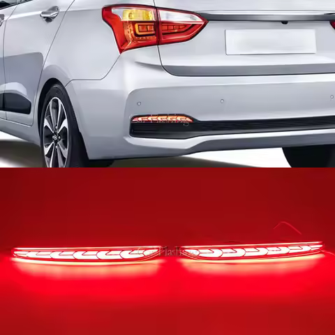 1 Set Car Rear Bumper Reflector Lights For Hyundai Xcent I10 2018 2019 2020 LED Driving Brake Turn S