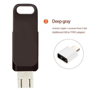 Usb แบบหมุนได้3.0แฟลชไดร์ฟ64Gb สำหรับ iPhone 128Gb Type C Otg พอร์ต Lightning Usb3.0 Pendrive สำหรับ Iphone7/8/9/11/12/13 /Ipad ไดรฟ์โอทีจี