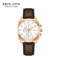 Solvil et Titus Modernist Chronograph Quartz in Silver White Dial and Brown Leather Strap Men Watch W06-03308-006