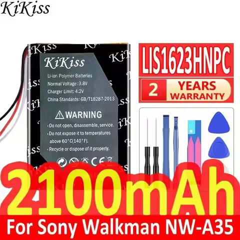 2100mAh KiKiss Powerful Battery LIS1623HNPC For Sony Walkman NW-A35 NW-A45 NW-A46 NW-A47 NW-A55 NW-A