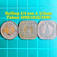 (B86) duit syiling 1/4sen 1/2sen duit syiling lama barang antik barang lama mata wang lama duit syil