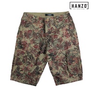 HANZO Men Short Pant Slim Fit Short Cargo Pant Floral Cotton Pant Seluar Pendek Lelaki-JL9805-Brown