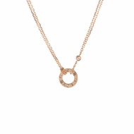 Cartier LOVE兩鑽圓餅項鏈18K玫瑰金/鑽石項鏈玫瑰金項鍊