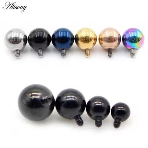 Alisouy 2pcs Stainless Steel Replacement Ball Skin Diver Dermal Anchor For Lip Tongue Ear Cartilage 