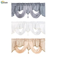 [Szlinyou1] Short Curtain with Tassel Small Window Curtain Decoration Breathable Rod Pocket