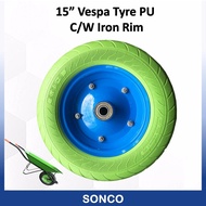 Vespa Heavy Duty PU Tyre C/W Iron Rim Besi for Wheel Barrow Vespa Tayar Kereta Sorong Kereta Tolak P