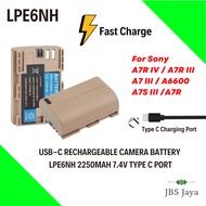 USB-C Rechargeable Camera Battery LP-E6/ LPE6NH 2250mAh 7.4v Type C Port