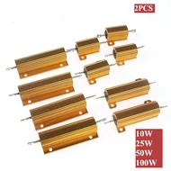2PCS 10W 25W 50W 100W Load Resistor Aluminum Power 0.1~1K Ohm Metal Shell Case Wirewound Resistor Re