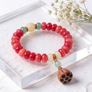 Warm Spring Peach Blossom Pink Bodhi Seed Mala Beads Bracelet, Double Strand Bohemian Ethnic Style B