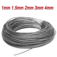 50M/100M 1Mm 1.5Mm 2Mm Diameter 304 Stainless Steel Wire Rope Fishing Lifting Cable Line Clothesline 7X7 Structure 1/1.5/2Mm