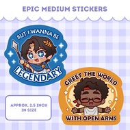 [Kaeriruu] EPIC THE MUSICAL - Medium Sticker Polites "Open Arms" & Telemachus "Legendary"