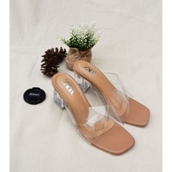 Zara รองเท้าแตะส้นแก้ว มีสายรัดข้อเท้า am03㏇X0403