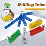 ZILUOLAN Folding Ruler, with Keychain Anti Pinch Plastic Ruler, Multi Functional Double-sided Scale 