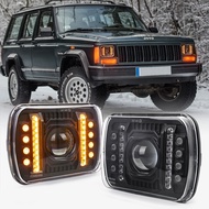OVOVS Auto Lighting System Headlamp With Amber Turn Signal White DRL 5x7 7x6 Rectangular Led Headlig