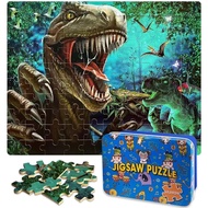 Puzzles for Kids 60 Piece Jigsaw Puzzles Ages 4-6 Wood Puzzles in a Metal Box Dinosaur Ages 8-10 Gre